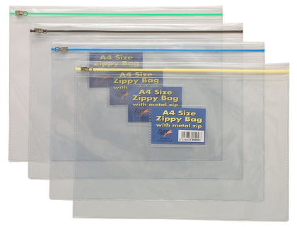 12 x A4 Zippy Bag-Metal Zip (Assorted)