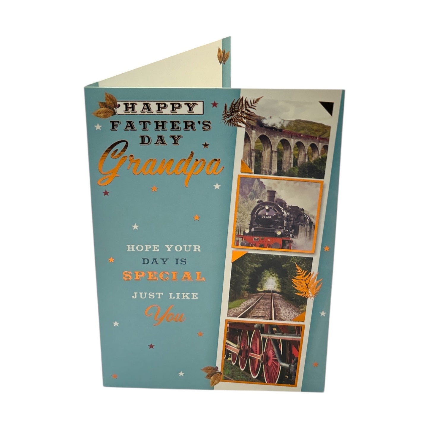 For Grandpa Vintage Style Photographic Train Design Father's Day Card
