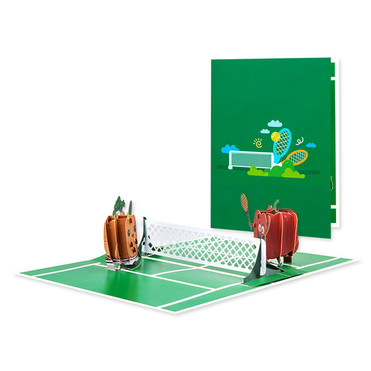 Tennis Game, Set, Snack! Cookie vs Apple Pop Up Card
