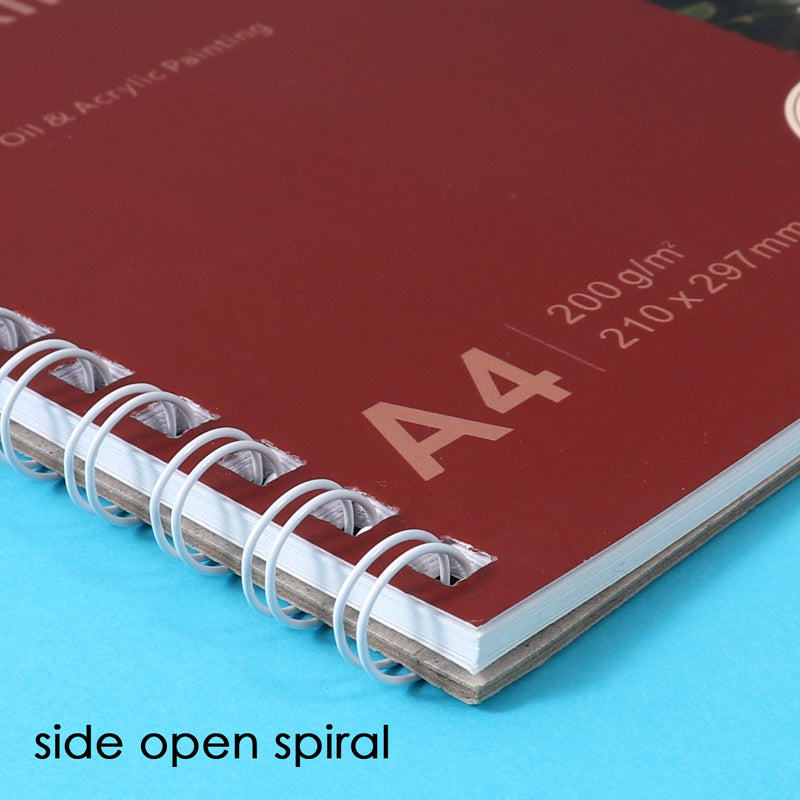 A4 12 Sheets Side Spiral Open Oil Painting Pad