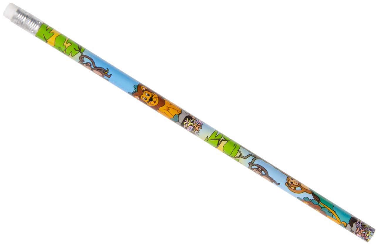 Pack of 12 Wild Animals Design Pencils with Eraser