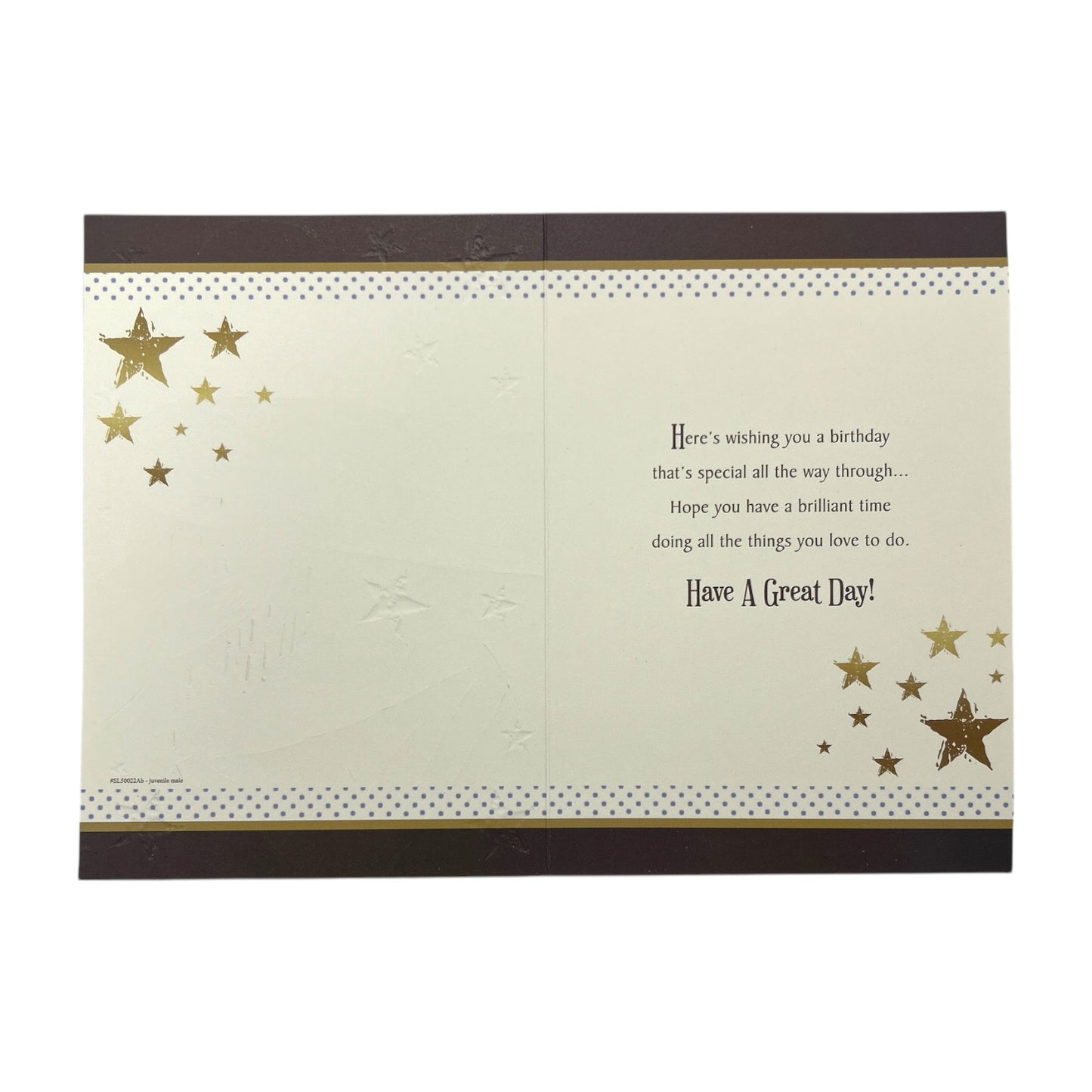 Boy With Skateboard Gold Stars Design Juvenile Open Birthday Card