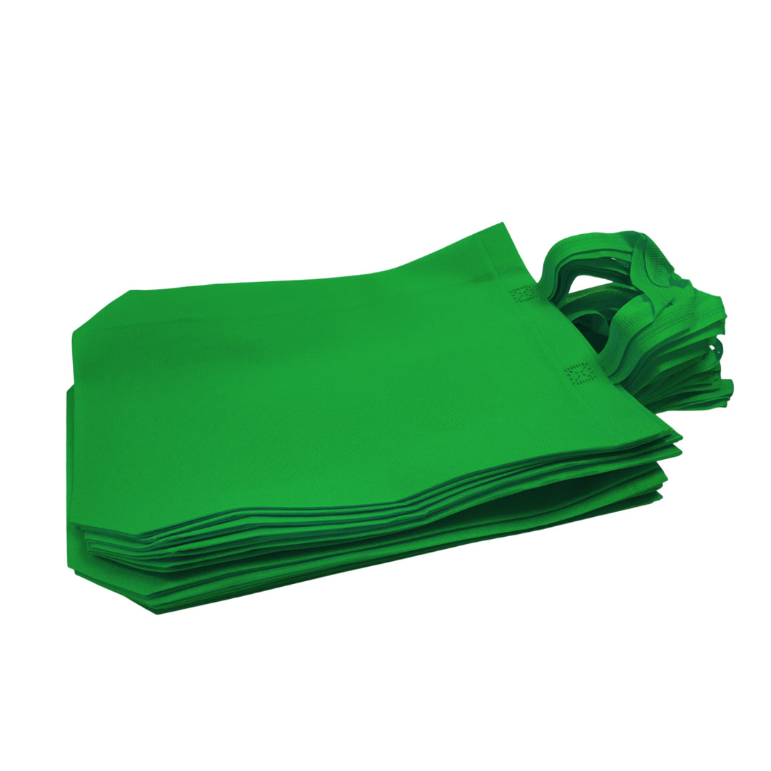 Pack of 100 Dark Green Coloured 30x38x10cm Non-Woven Bags with Handle