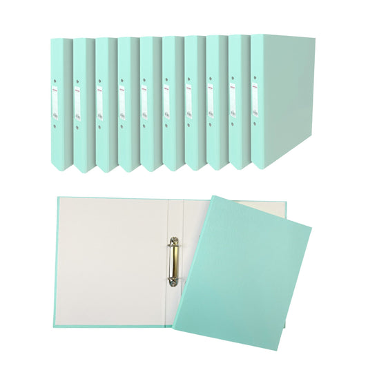 Pack of 10 A4 Pastel Green Paper Over Board Ring Binders by Janrax