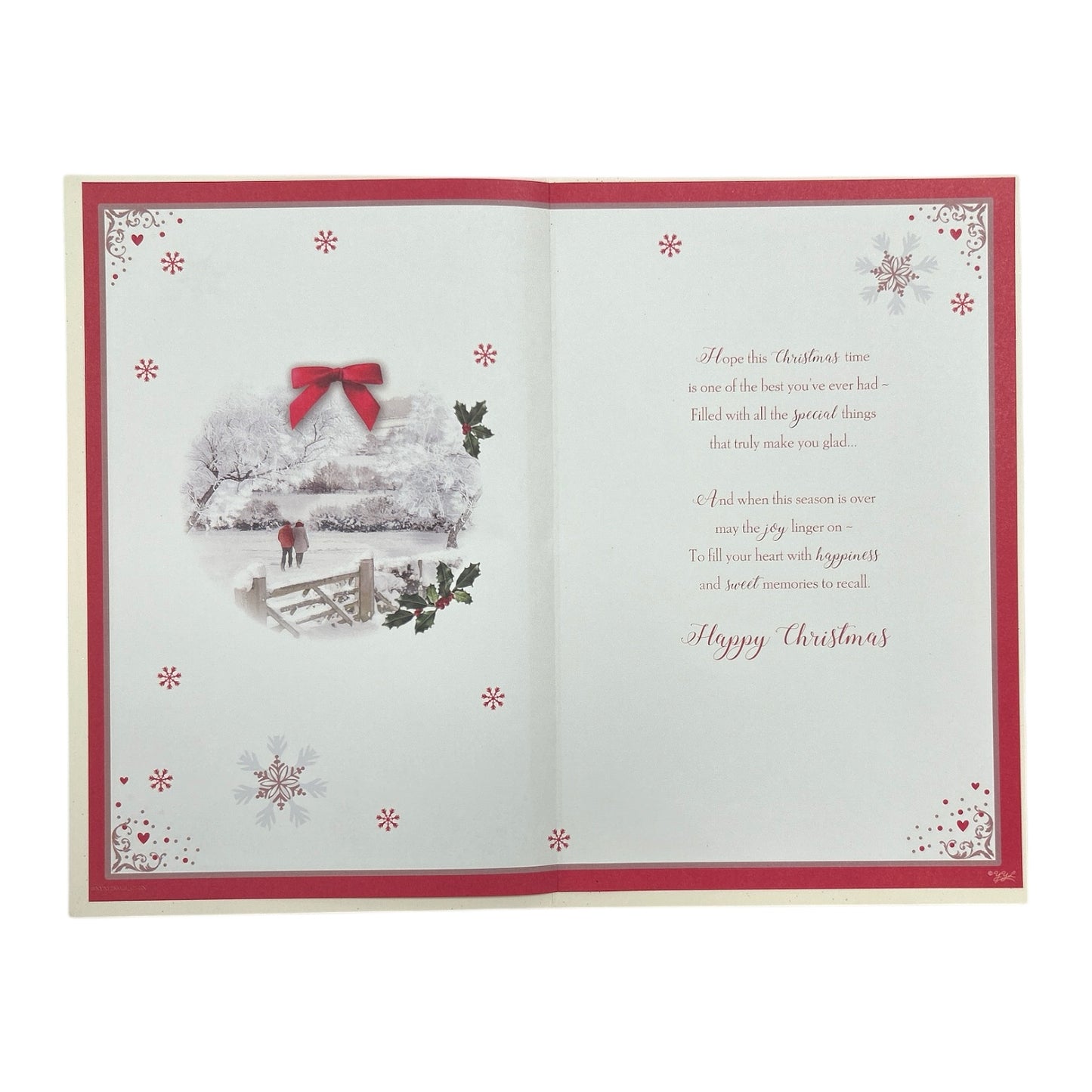 For a Dear Son and Partner Couple Walking in Winter Wonderland Design Christmas Card 