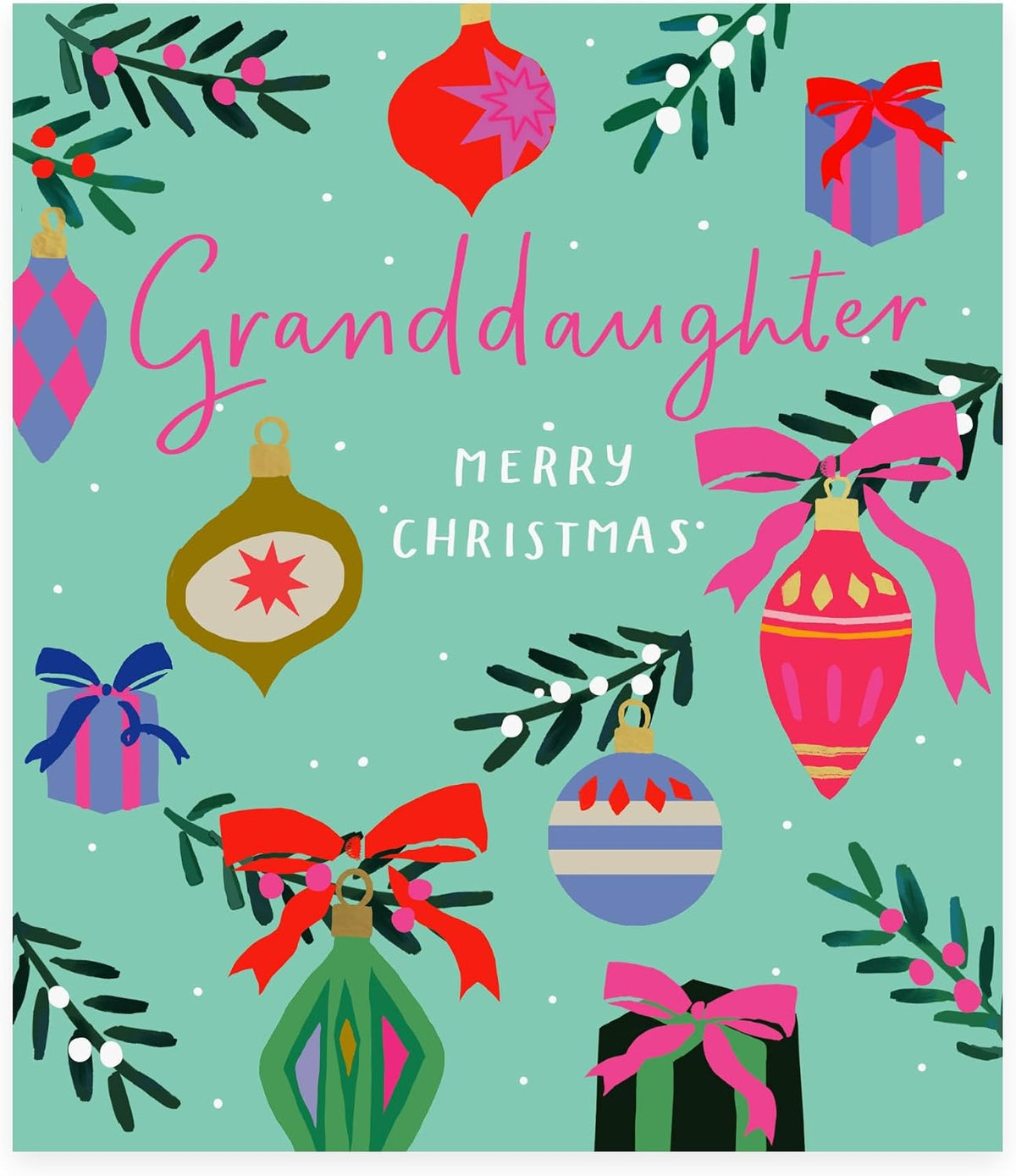 Baubles Design Granddaughter Christmas Card