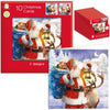 Pack of 10 Outdoor Traditional Santa Design Square Christmas Cards