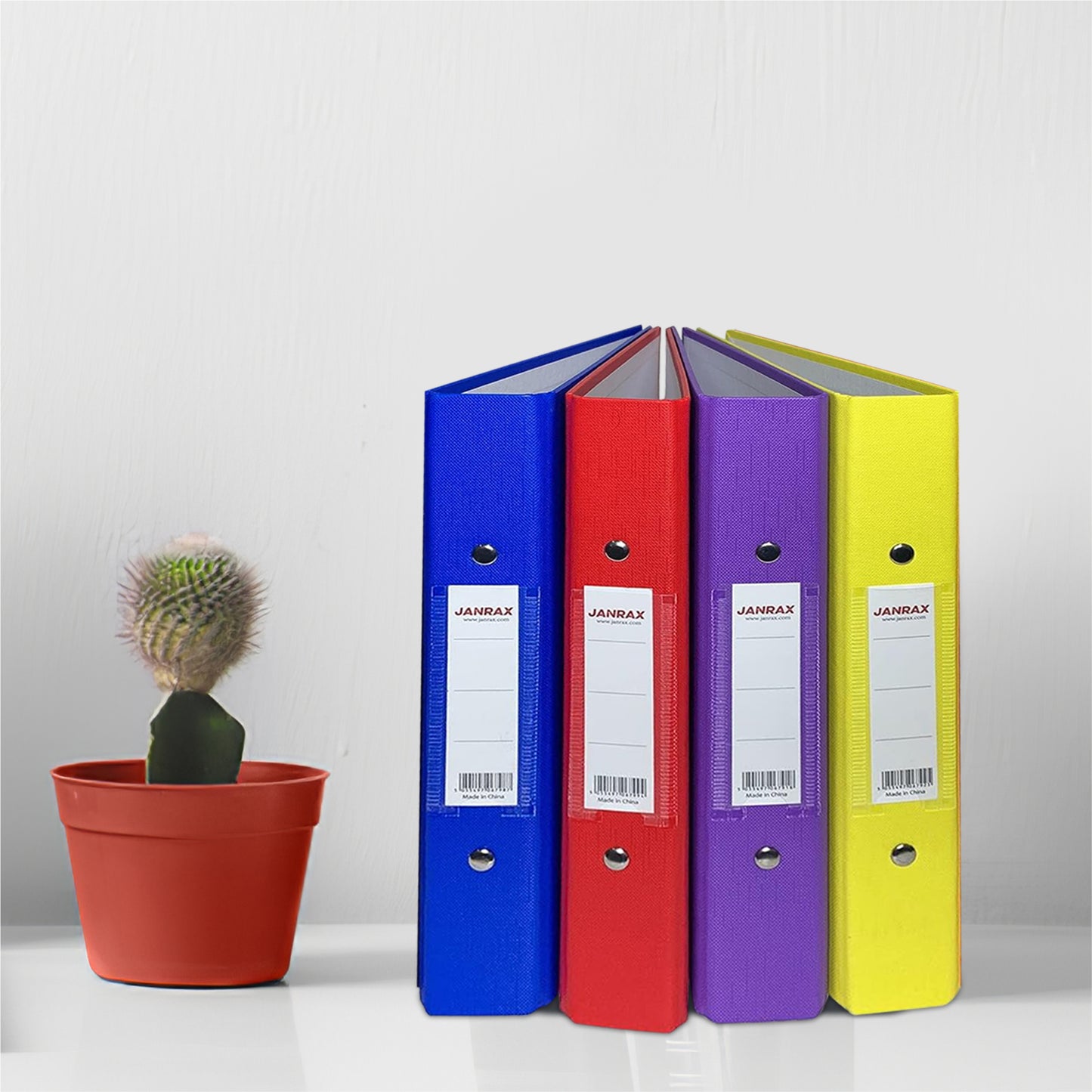 Pack of 3 Janrax A5 Paper Over Board Ring Binders – 2 O-Ring Mechanism, 35mm Spine, Spine Label – Black, Blue, Red