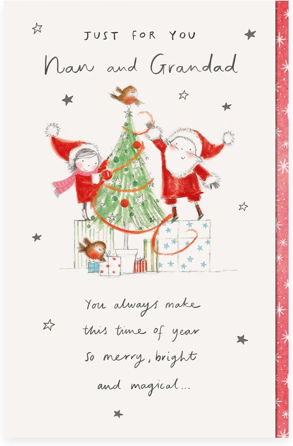 Couple Decorating Tree Design Nan & Grandad Christmas Card
