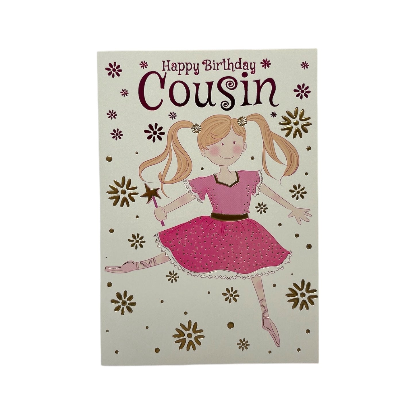 For Cousin Juvenile Girl Holding A Magic Wand Birthday Card
