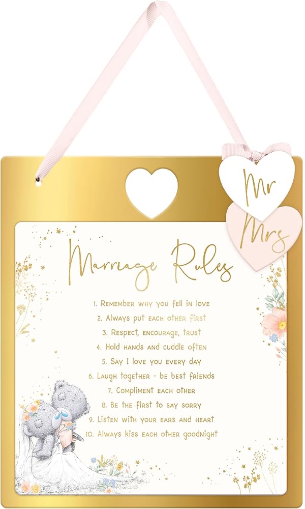 Me to You Marriage Rules Plaque Fun Wedding Day Or Hen Night Gift Official Collection