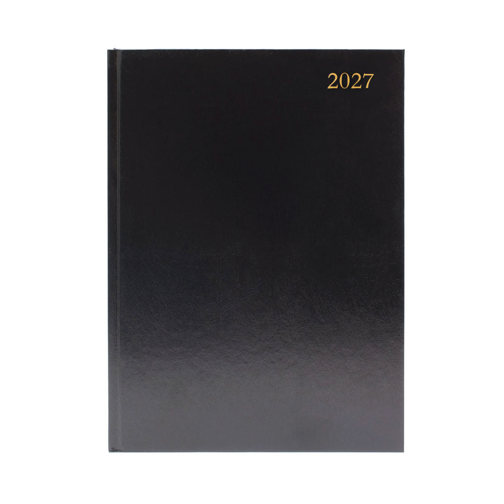 2027 A4 2 Pages Per Day Black Desk Diary KF2A4BK27