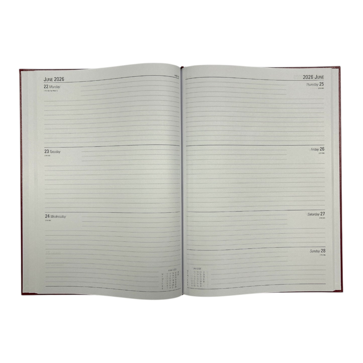 Janrax 2026 A4 Week To View Burgundy Desk Diary