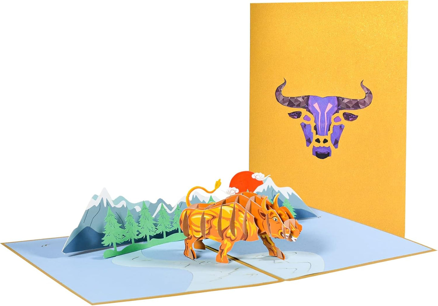 Stereoscopic Cow 3D Pop Up Greeting Card - Kids Theme Birthday