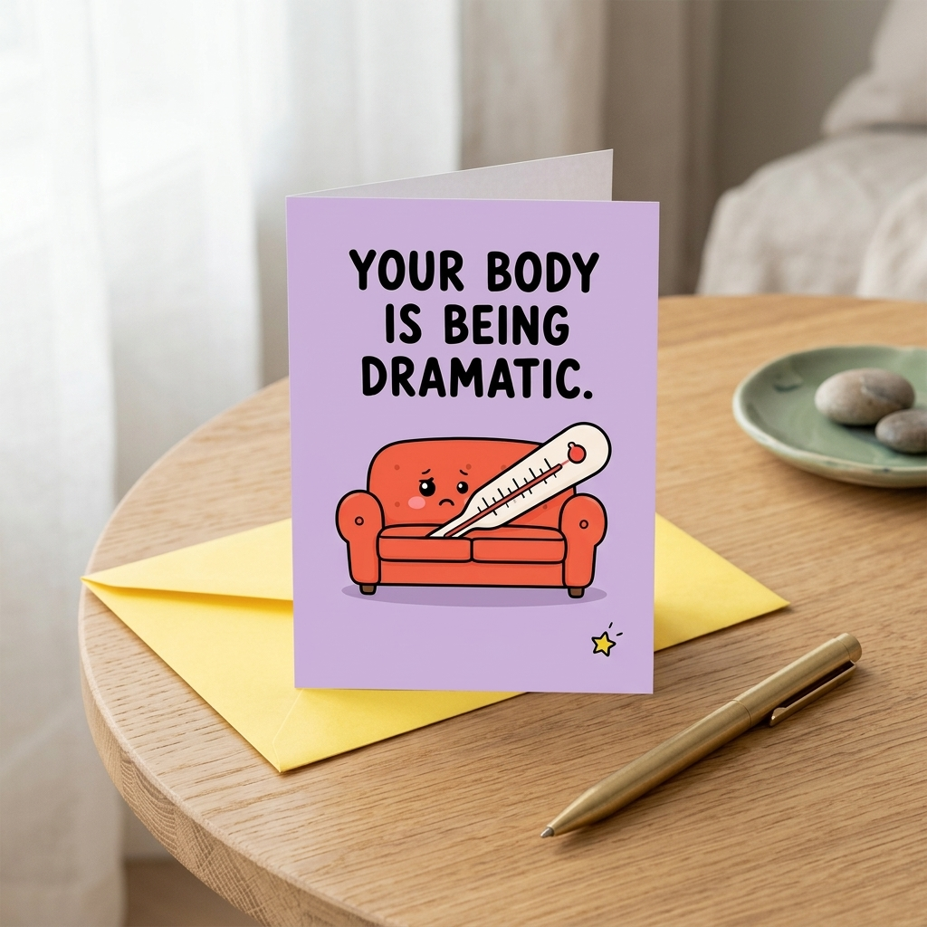 Your Body is Being Dramatic Get Well Soon Card