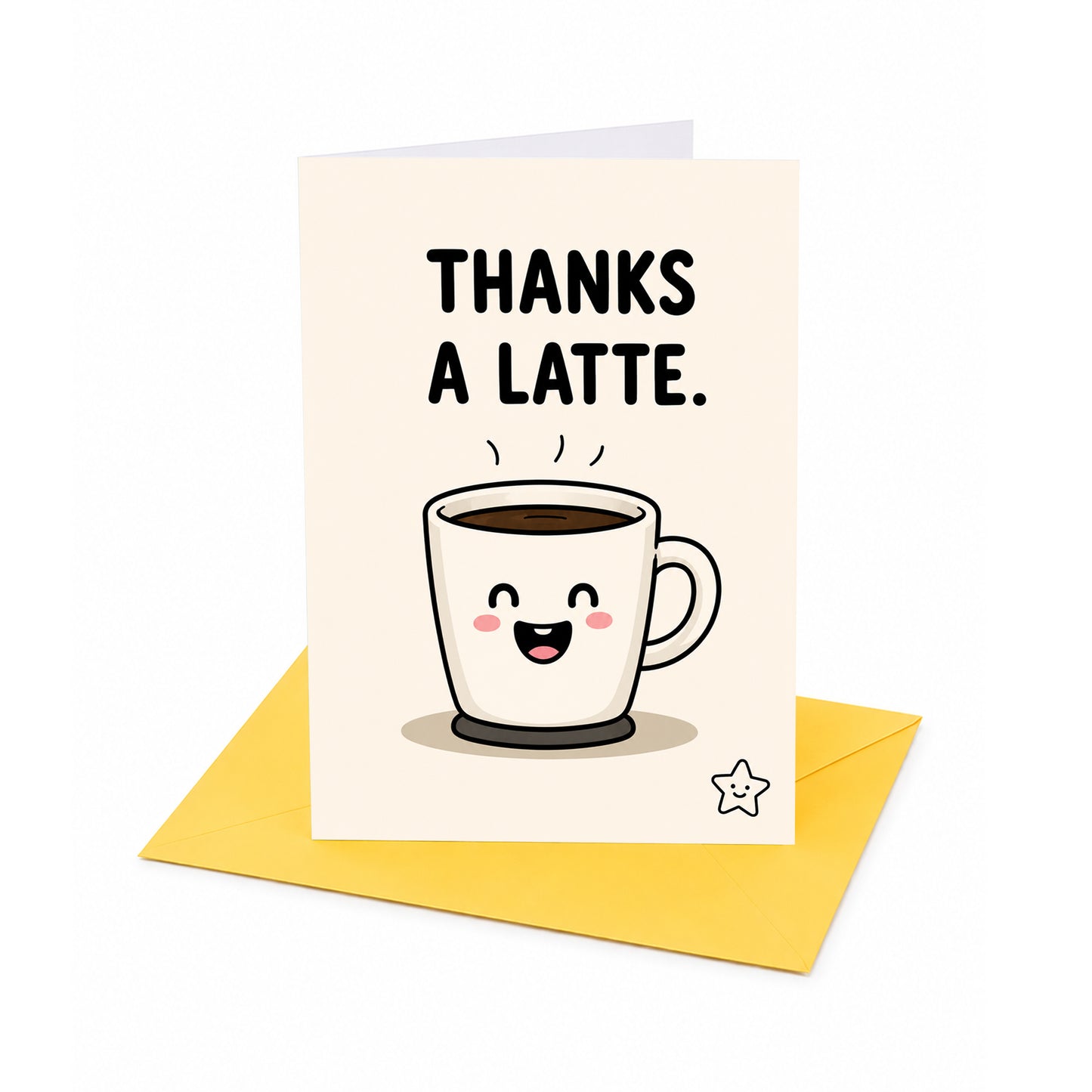 Coffee Cup With Latte Design Thank You Card