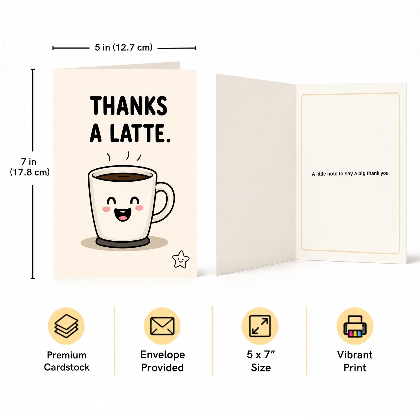 Coffee Cup With Latte Design Thank You Card