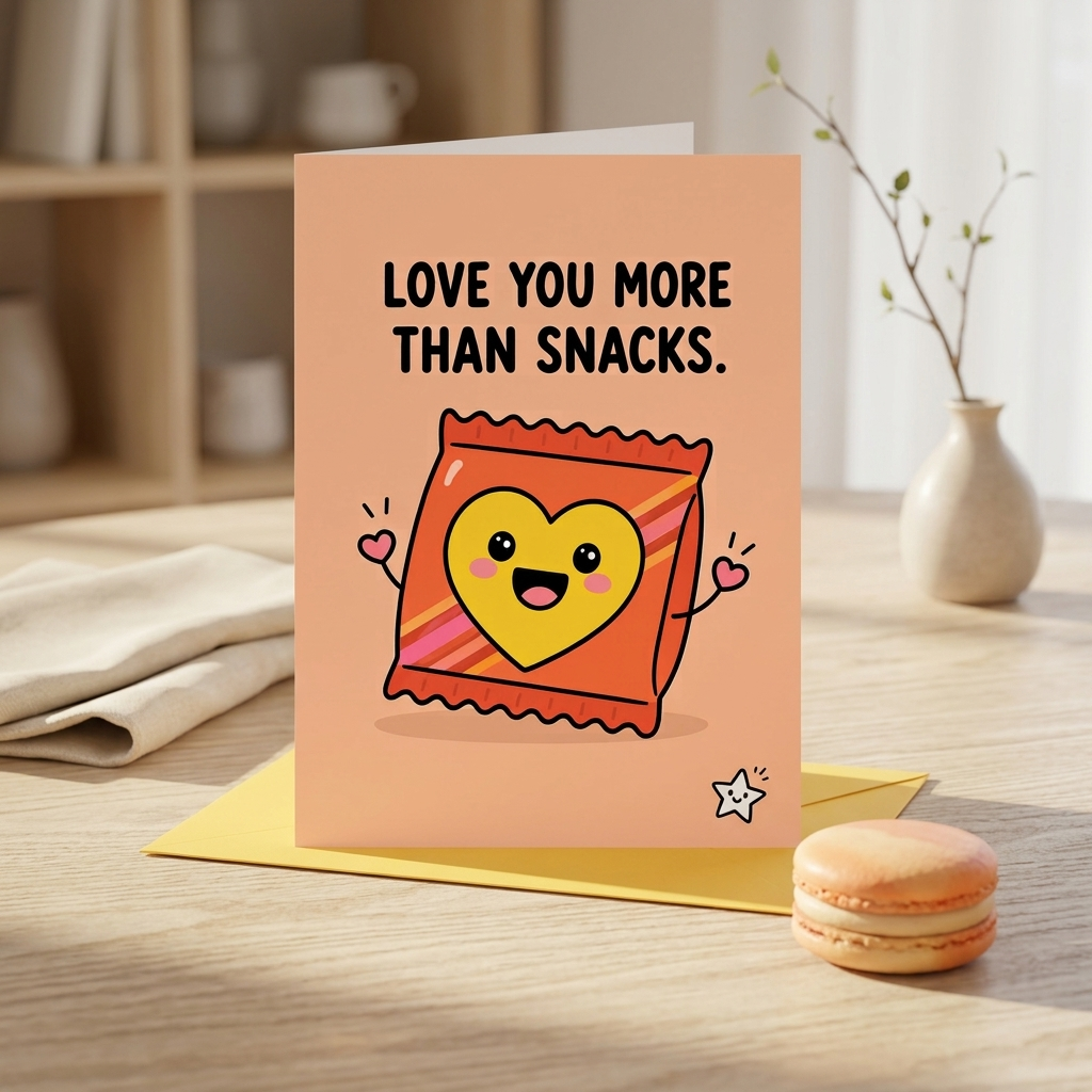 Love You More Than Snacks Open Card Valentine's Day, Anniversary