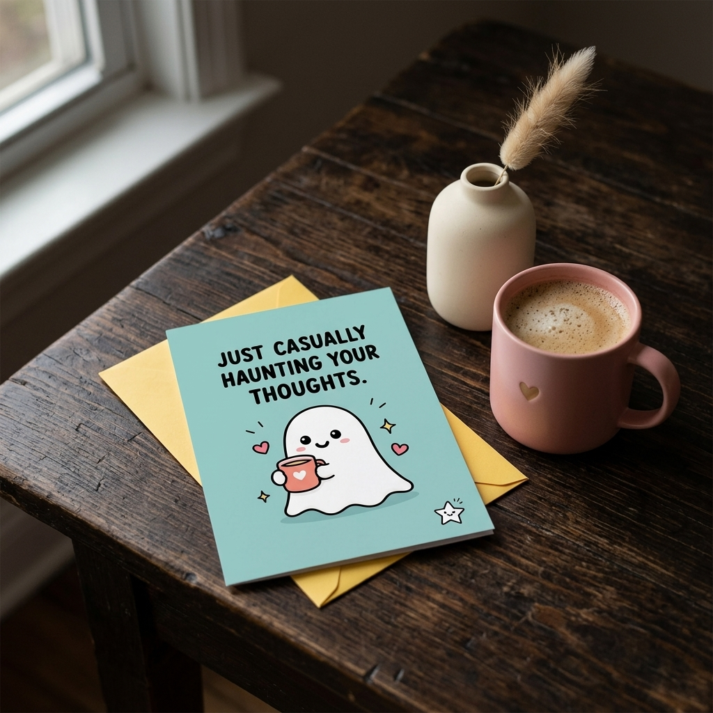 Just Casually Haunting Your Thoughts Thinking Of You Open Card