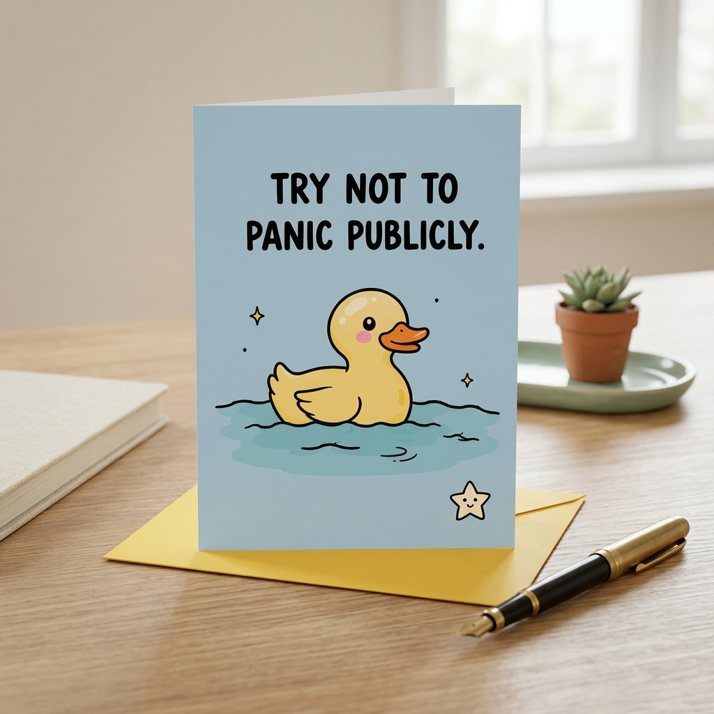 Try Not to Panic Publicly Open Greeting Card