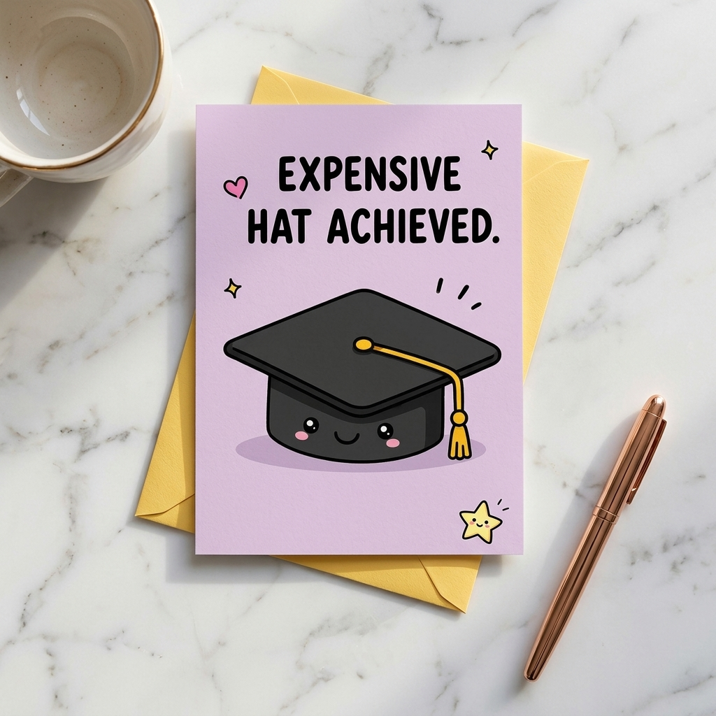 Expensive Hat Achieved Graduation Congratulations Card