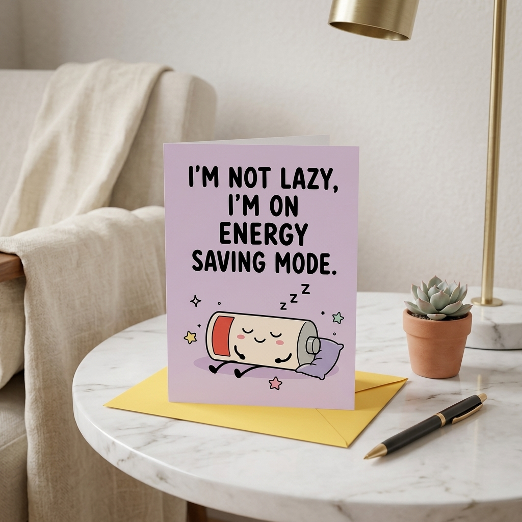 I'm Not Lazy I'm on Energy Saving Mode Greeting Card