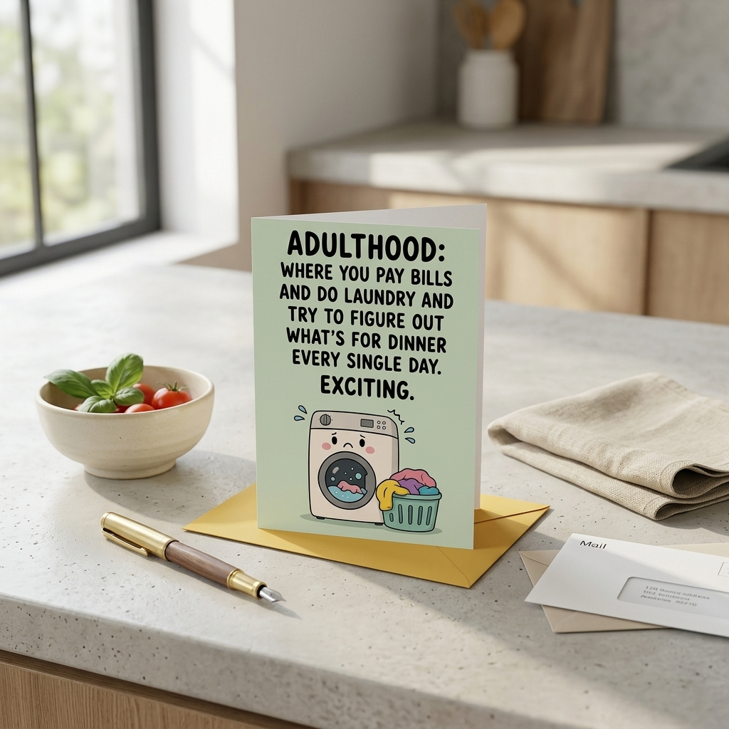 Adulthood Bills Laundry Dinner Birthday Card