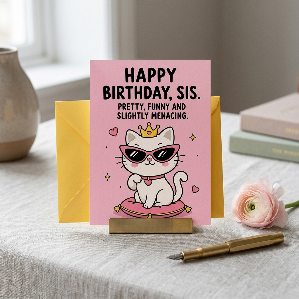 Sis Pretty Funny Slightly Menacing Sister Birthday Card