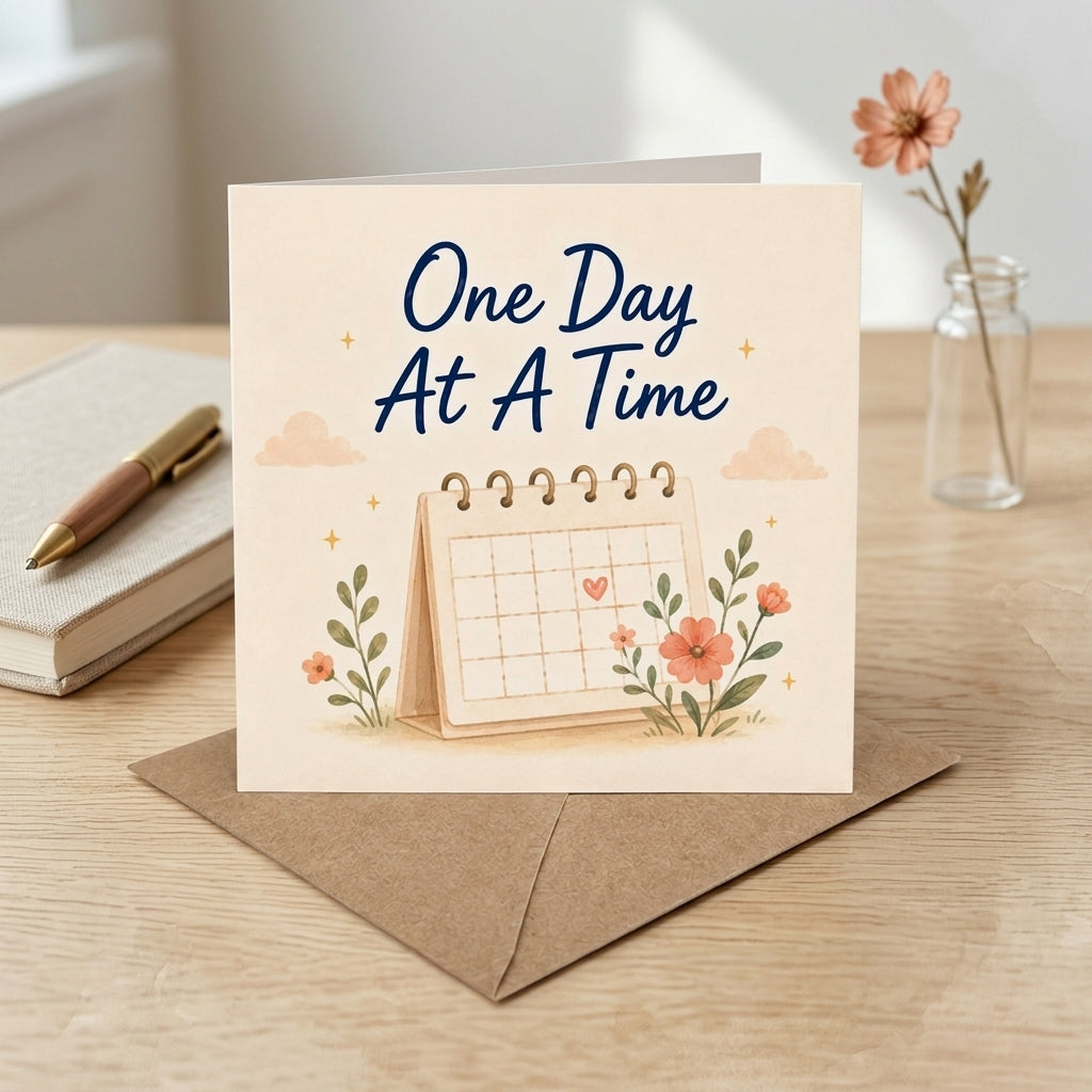 One Day at a Time Encouragement Card Recovery, Sobriety, Anxiety, Hard Times Motivational 