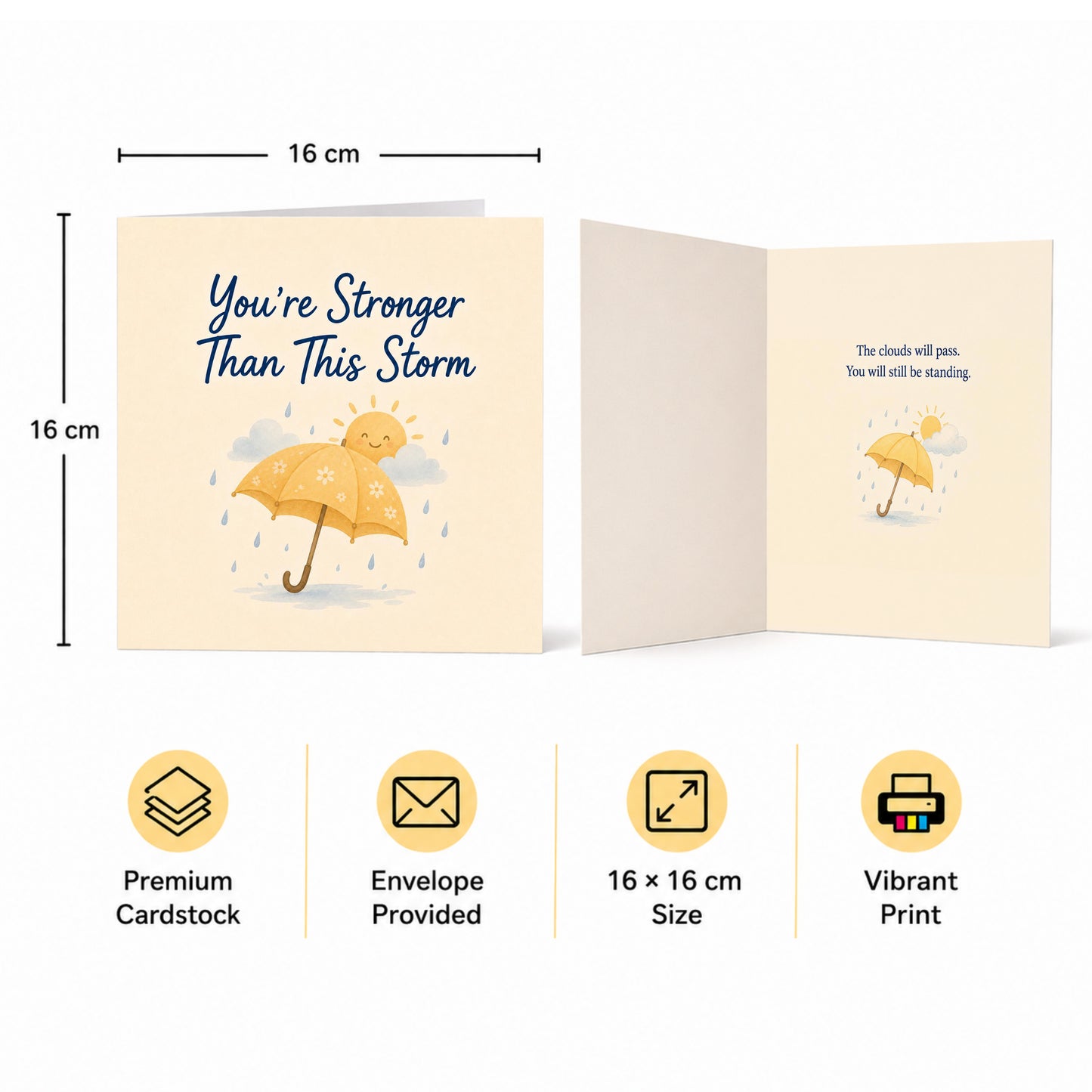You're Stronger Than This Storm Encouragement Card Hard Times, Grief, Illness