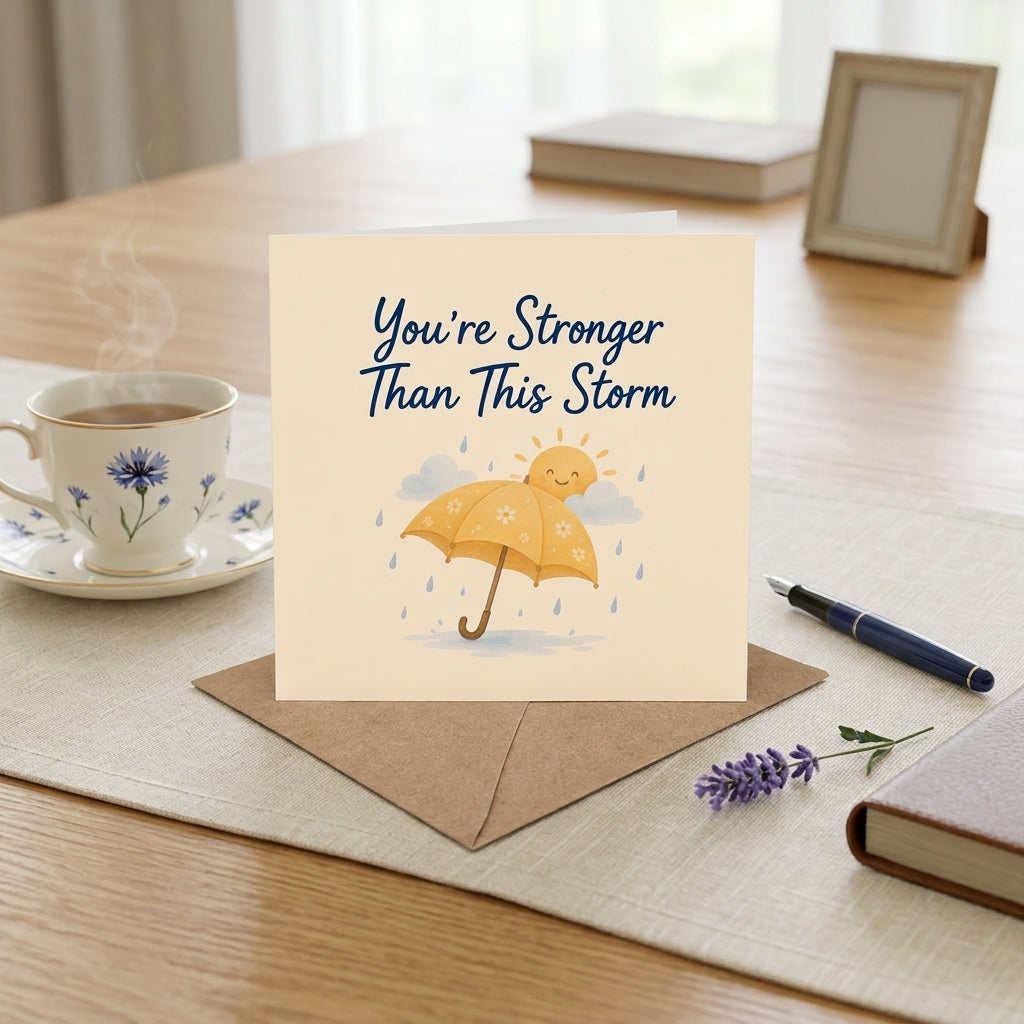 You're Stronger Than This Storm Encouragement Card Hard Times, Grief, Illness