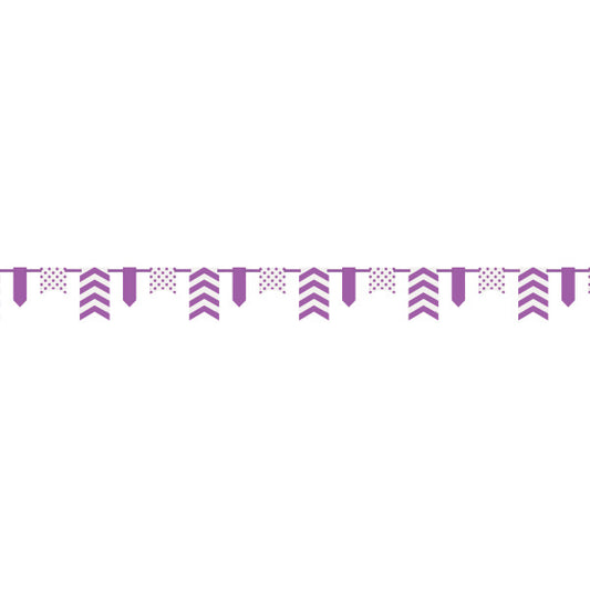 12ft Pretty Purple Dots & Stripes Paper Pennant Banner