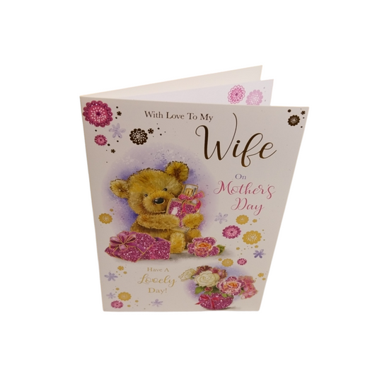 To My Wife Cute Teddy With Perfume Bottle Design Mother's Day Card