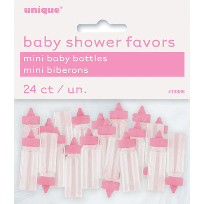 Pack of 24 Pink Mini Baby Bottles For Baby Shower Favors