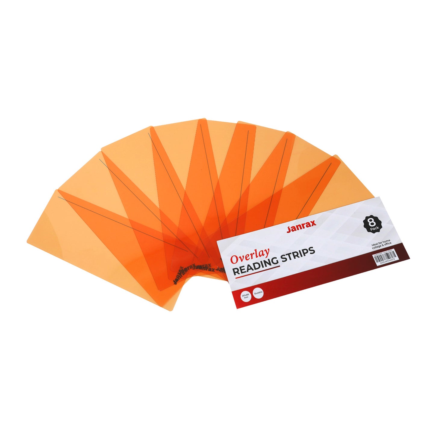Pack of 16 Peach 210x80mm Dyslexia Overlay Reading Strips – PET Material, Rounded Corners