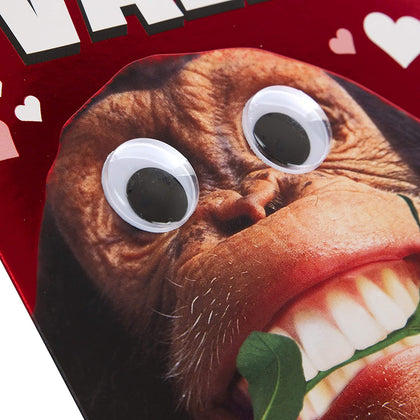 Valentine Card Googly Eyed Chimp Design