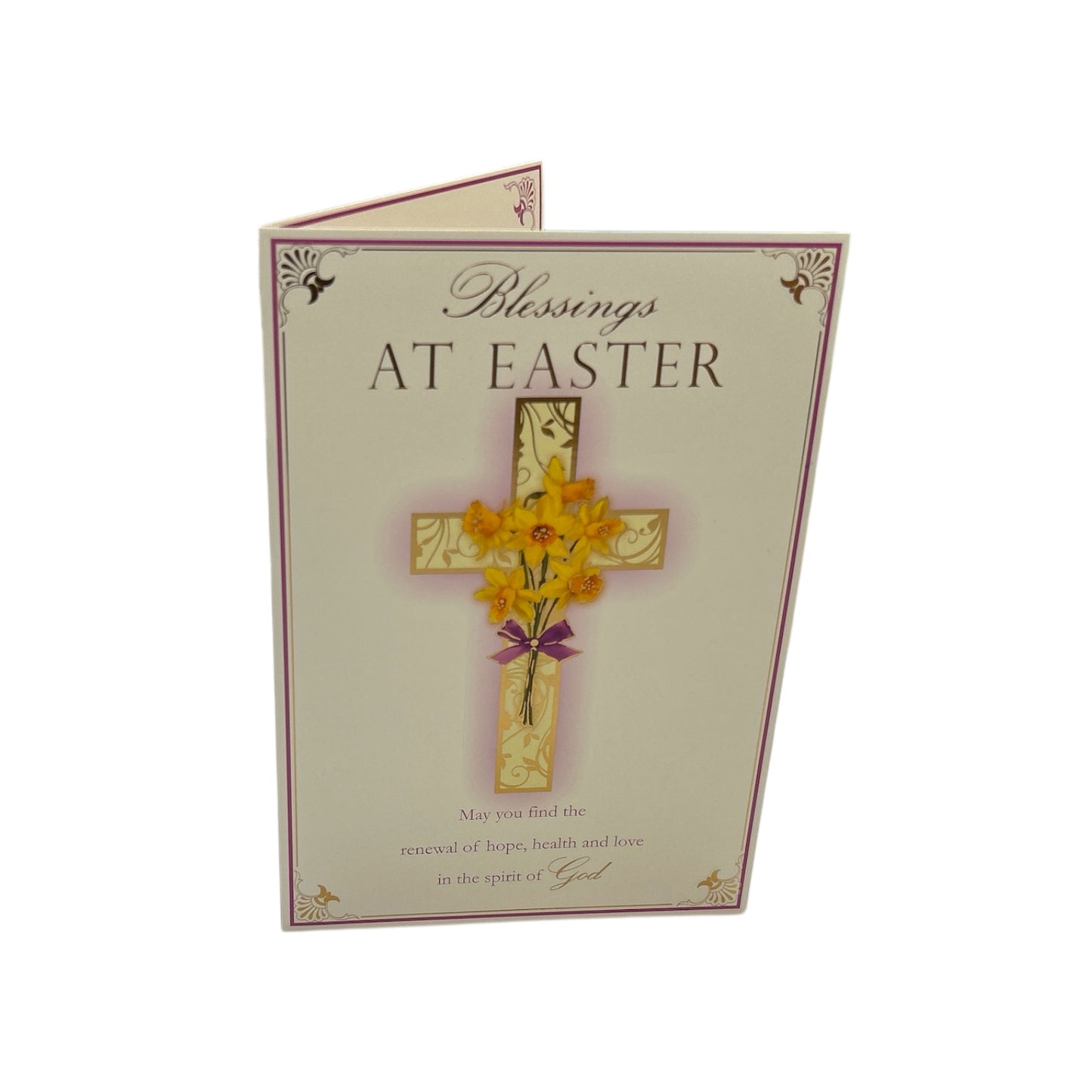 Blessings At Easter Yellow Floral Cross Design Easter Card