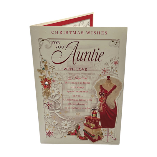 For You Auntie Red Dress and Shoes Design Christmas Card