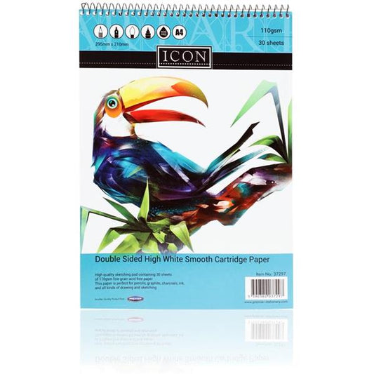 Icon A4 110gsm Spiral Top Bound Sketch Pad 30 Sheets