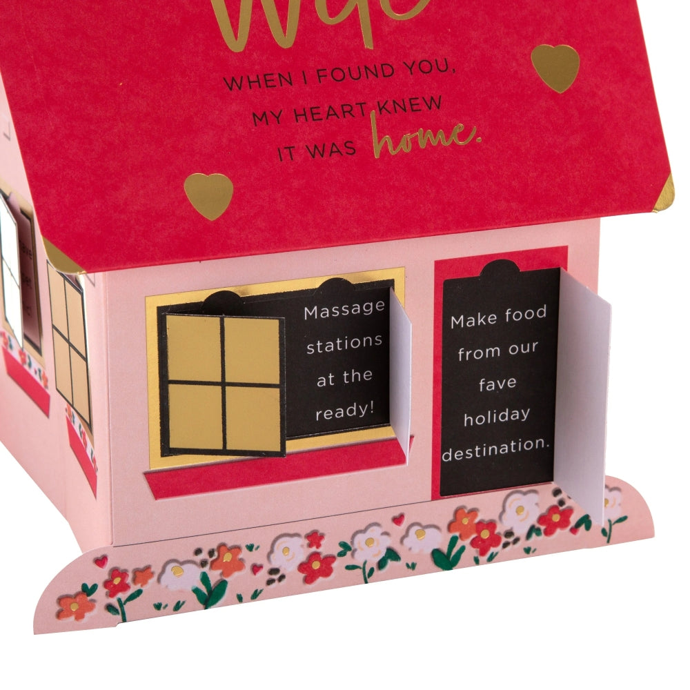 Pop Up 3D House Design Wife Valentine's Day Card