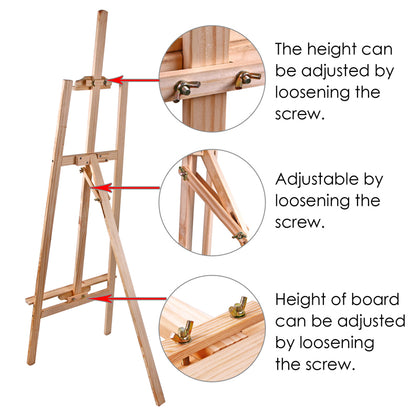 Beech Wood Antique Adjustable Painting Stand Display Tripod Easel 51 x 71 x 142cm