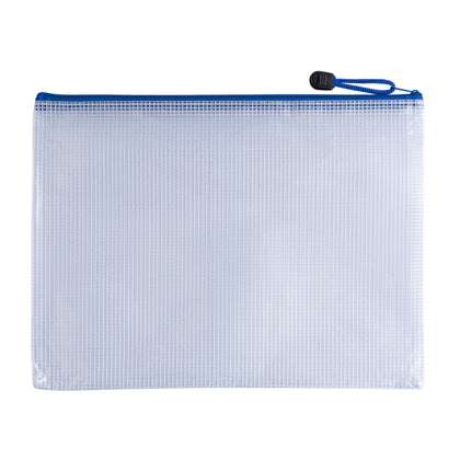 Pack of 12 A5 Blue PVC Mesh Zip Bags