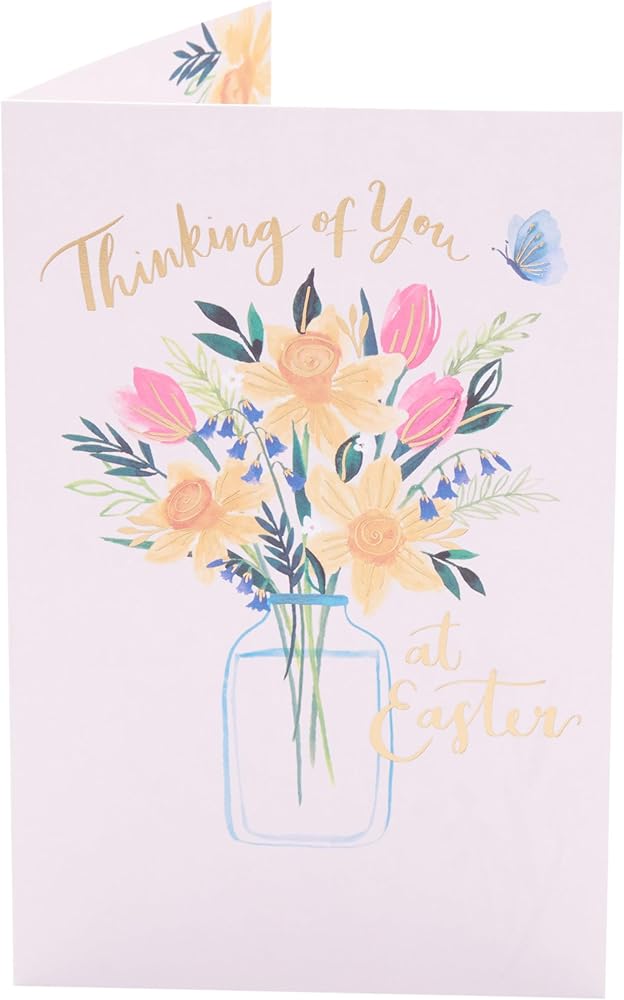 Vase Of Flowers Thinking of You Easter Card