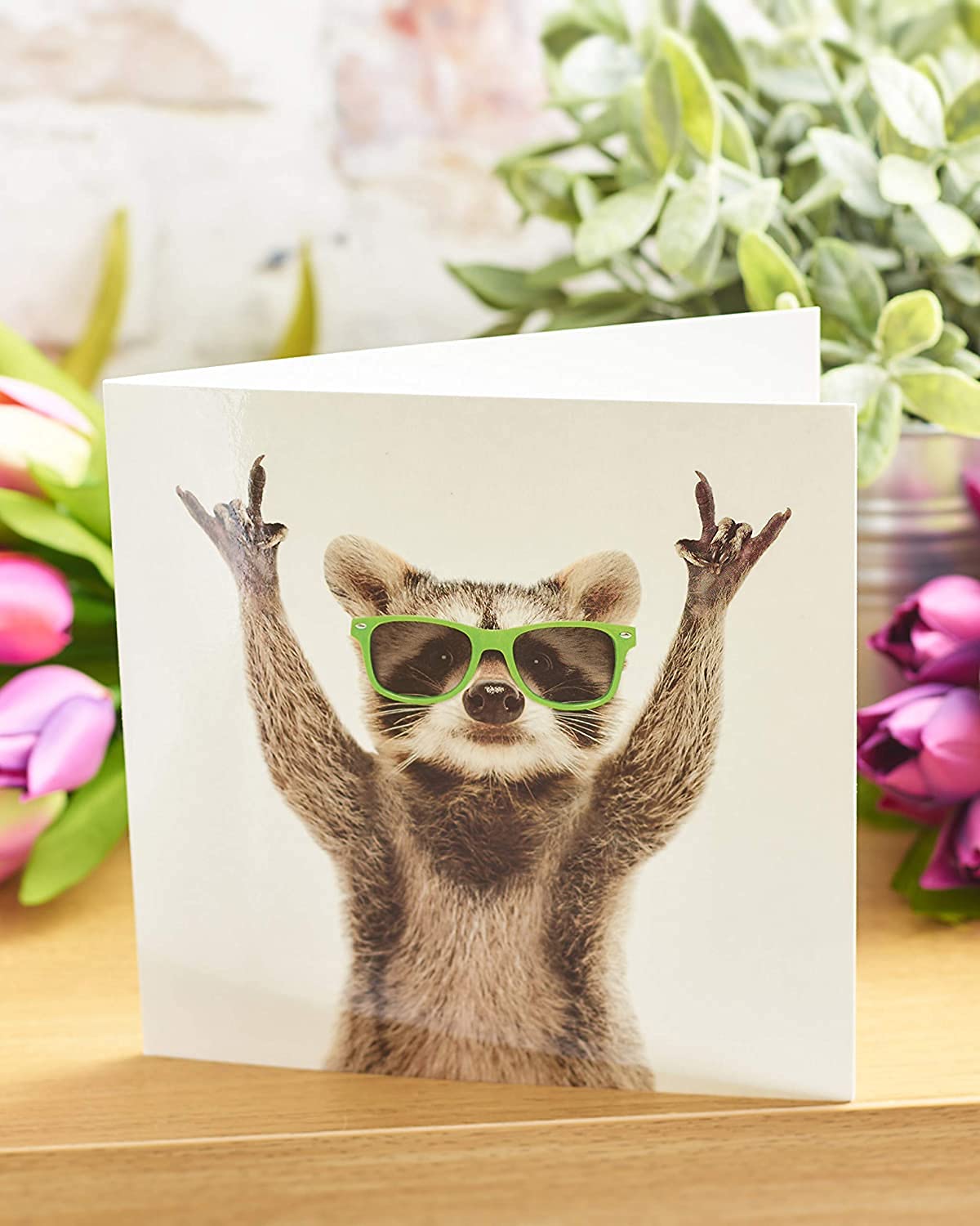 Rock n Roll Raccoon Funny Animal Blank Greeting Card