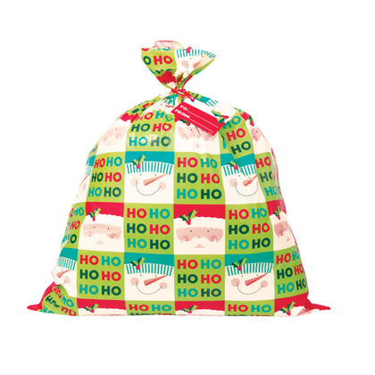 Holly Santa Jumbo Plastic Gift Bag