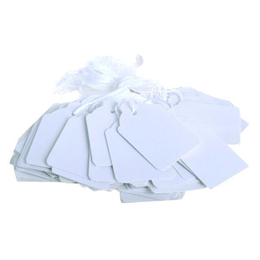 Pack of 1000 White Strung Ticket 30x21mm