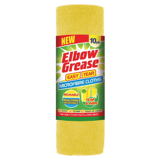 Pack of 10 Elbow Grease Yellow Microfibre Easy Tear Cloths