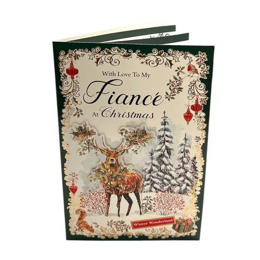 Winter Wonderland Reindeer Design With Love to My Fiancé Christmas Card
