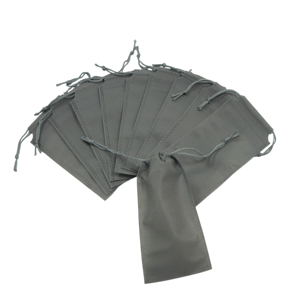 Pack of 100 Grey Coloured 19x10cm Non-Woven Drawstring Bags