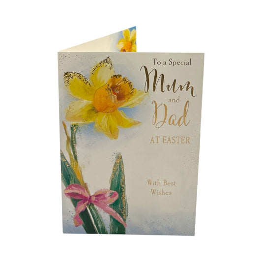 To Mum And Dad Beautiful Yellow Tulip Flower Design Easter Card